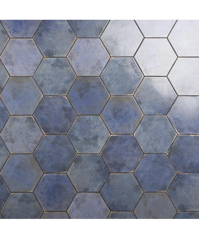 blue hexagon tile 9x10