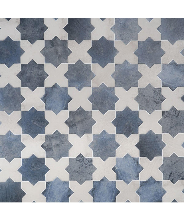 blue white  matte 6x6 star cross