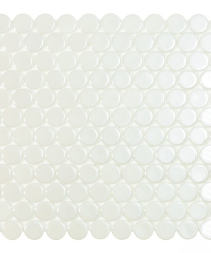 bright penny round glass mosaic 1x1 Penny Rounds circle white matte