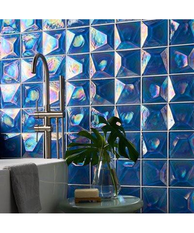 blue dimensional 6x6 glass tiles