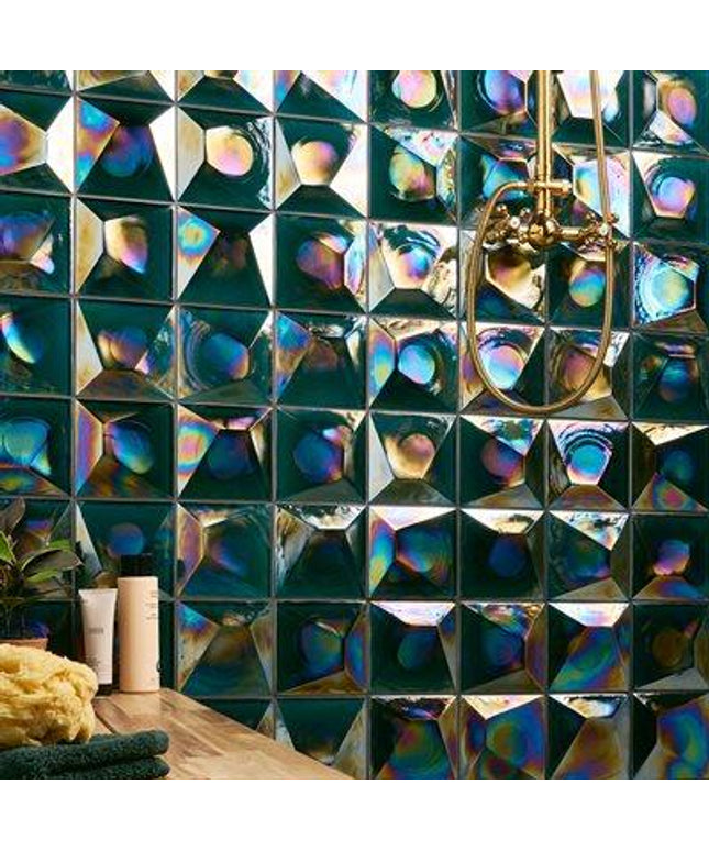 teal dimensional 6x6 glass tiles