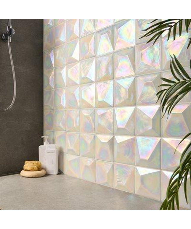 white dimensional 6x6 glass tile