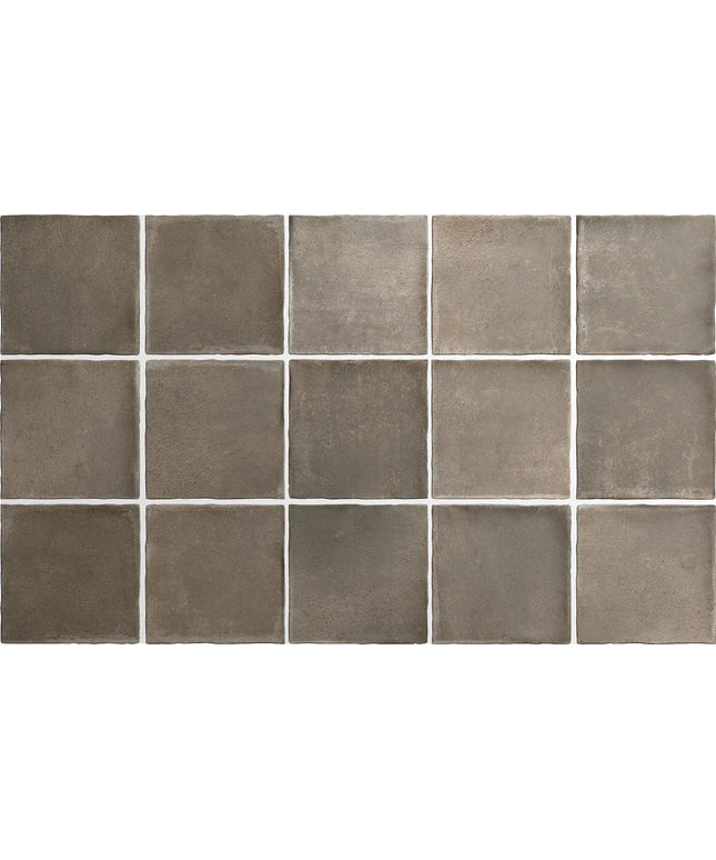 Grid of brown square tiles