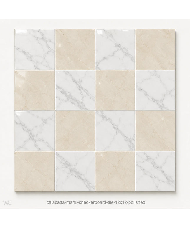Leona Look Checkerboard Porcelain Tile 12x12