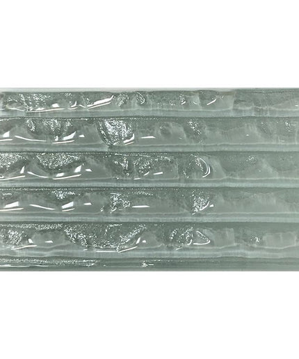 Rectangular glass tile with wave texture, light green, ideal for backsplash or shower walls