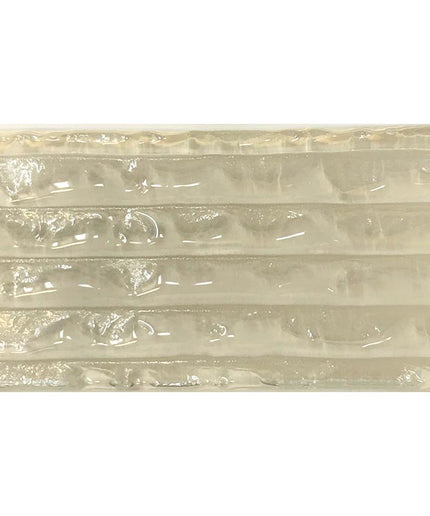 Rectangular glossy beige ceramic tile with wave texture, ideal for backsplash or shower walls