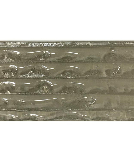 Textured glass tile in neutral taupe tones, ideal for kitchen backsplash or bathroom walls