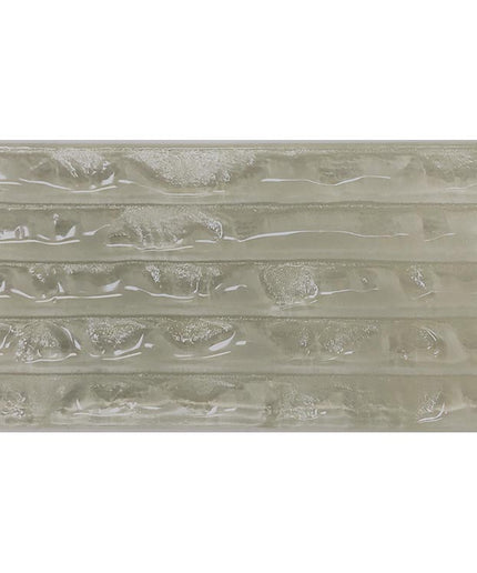 Textured glass subway tile in light beige, ideal for backsplash or shower walls