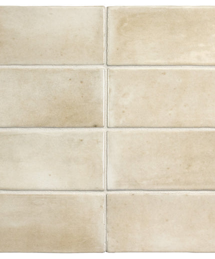 Beige ceramic tiles arranged in a grid pattern