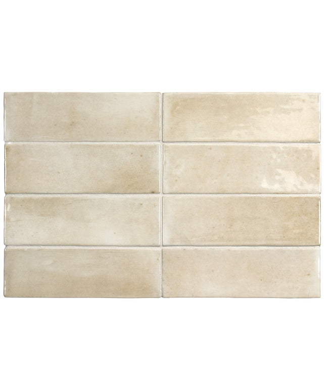 Beige ceramic tiles arranged in a grid pattern