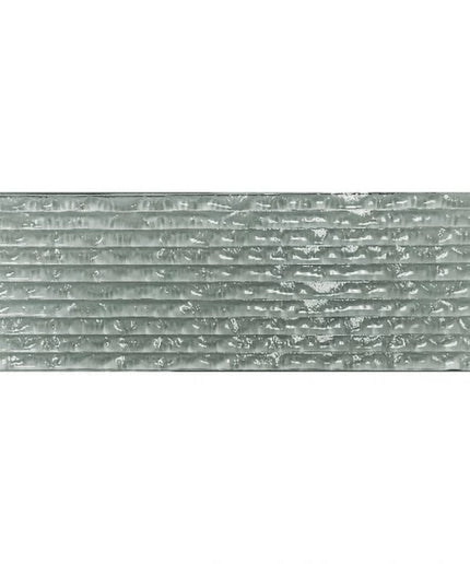 Rectangular glass tile with a textured, rippled surface, ideal for backsplash or shower walls