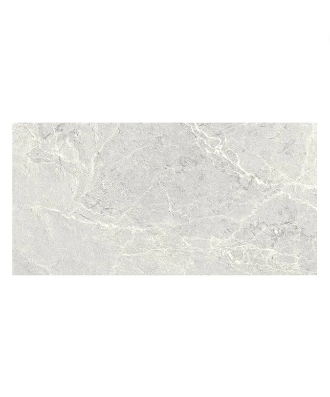 Rectangular tile with gray marble-like pattern on a white background