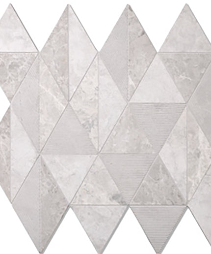 Geometric pattern of triangular tiles on a white background
