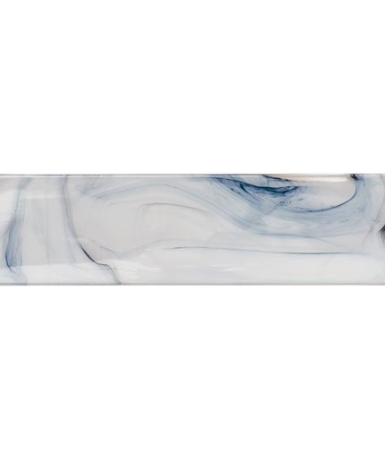Marble-patterned tile with blue and gray swirls on a white background