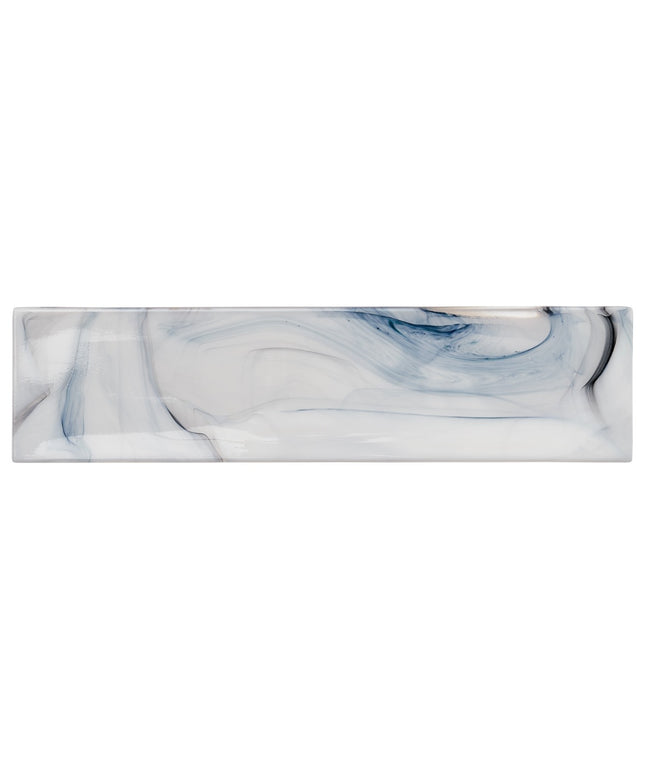 Marble-patterned tile with blue and gray swirls on a white background