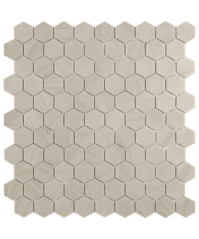 desert hexagon glass mosaic 1 4x1 4 steeple grey desert hexagon