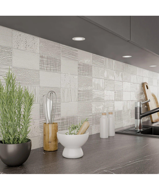black white  crafted 3x6 tile walls