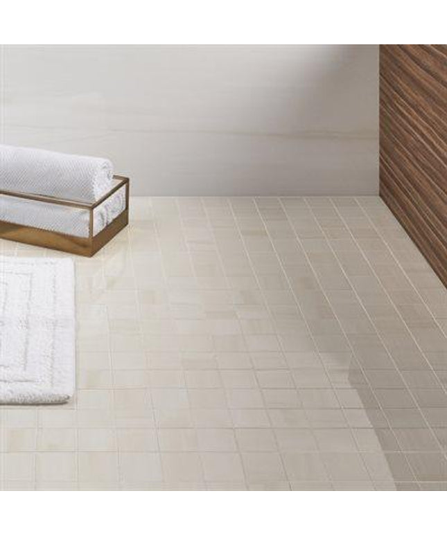 mosaic porcelain tile squares floor cream