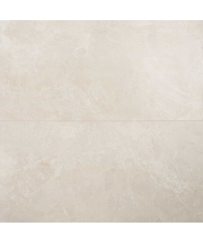 Beige ceramic tile with a subtle pattern on a beige background