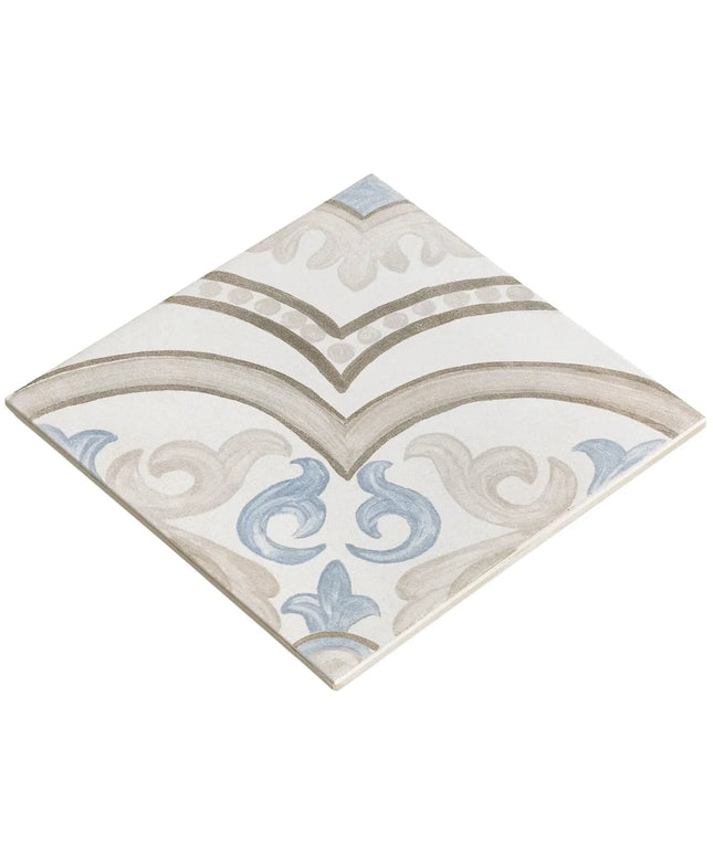 Decorative tile with geometric pattern on a white background