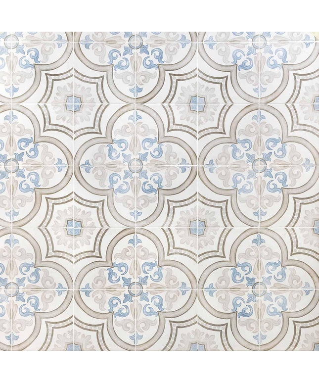 Decorative tile pattern with blue and beige design