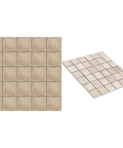 caruso travertine look mosaic tile matte 2x2 Mosaic Pergamo