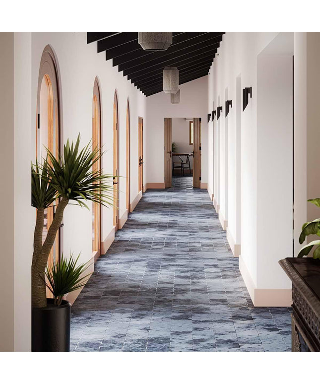denim blue  matte 6x6 star cross tiles floor