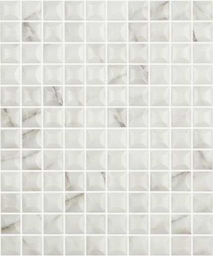 marble calacatta squares glass mosaic 1x1 Marble Edna Carrera Grey BR 5300B