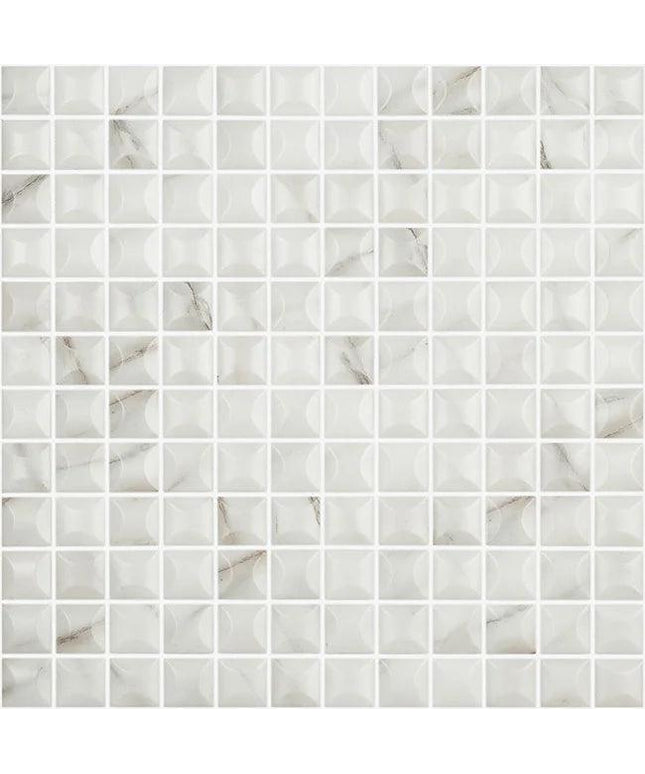 marble calacatta squares glass mosaic 1x1 Marble Edna Carrera Grey BR 5300B