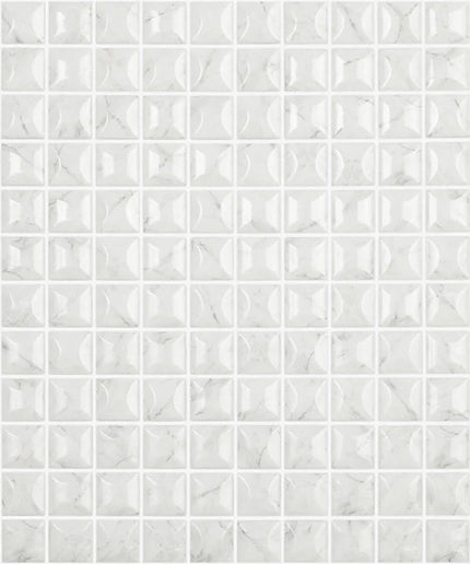 marble calacatta squares glass mosaic 1x1 Marble Edna Carrera Grey MT 4300B