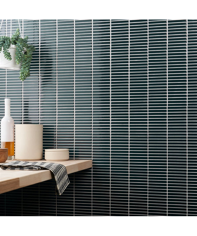 emerald-green-glossy-tri-stacked-tile-walls-mosaic