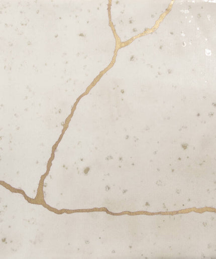 Close-up of a beige stone surface with a crack running through it