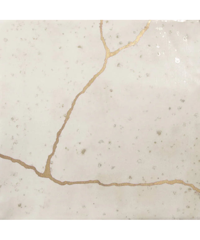 Close-up of a beige stone surface with a crack running through it