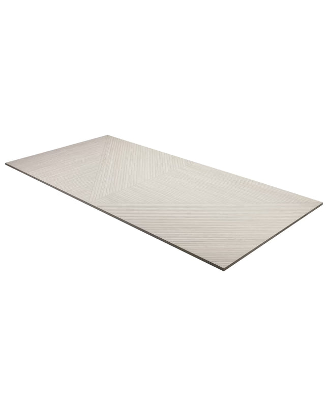 Beige rug with a subtle pattern on a white background