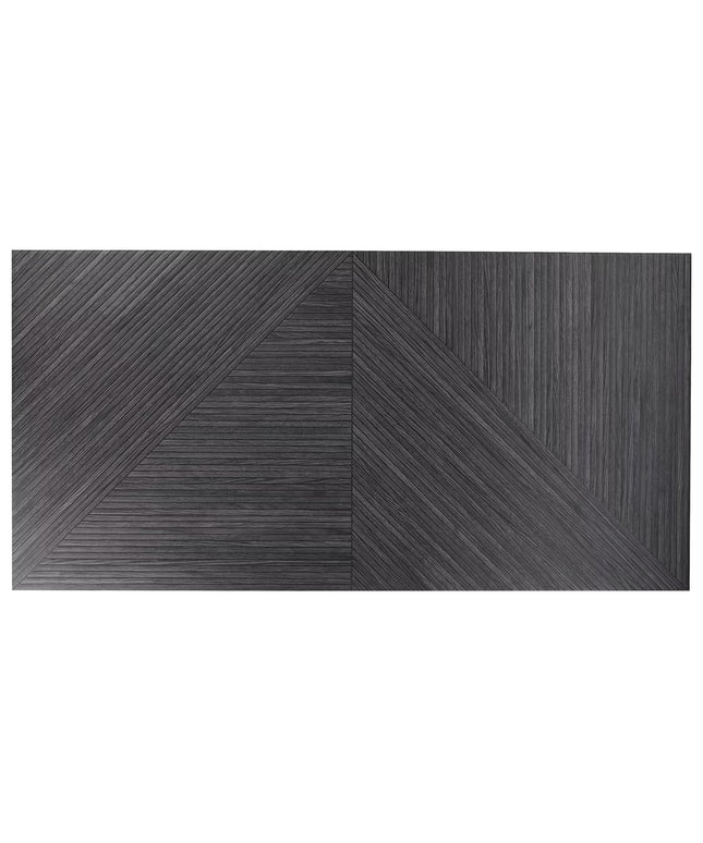 Two black textured panels arranged in a chevron pattern on a white background
