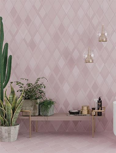 flow diamond decor porcelain tile 5 5x9 5 Flow Diamond Decor White