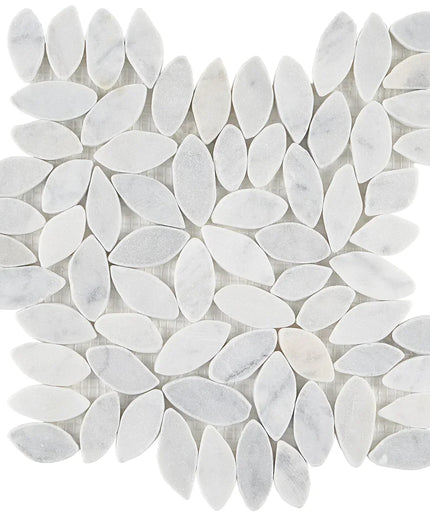 Flower Carrara natural stone mosaic tile with petal-shaped white tiles