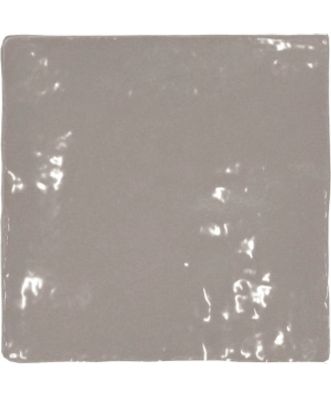 French grey glossy 5x5 ceramic tile with subtle texture and reflective finish