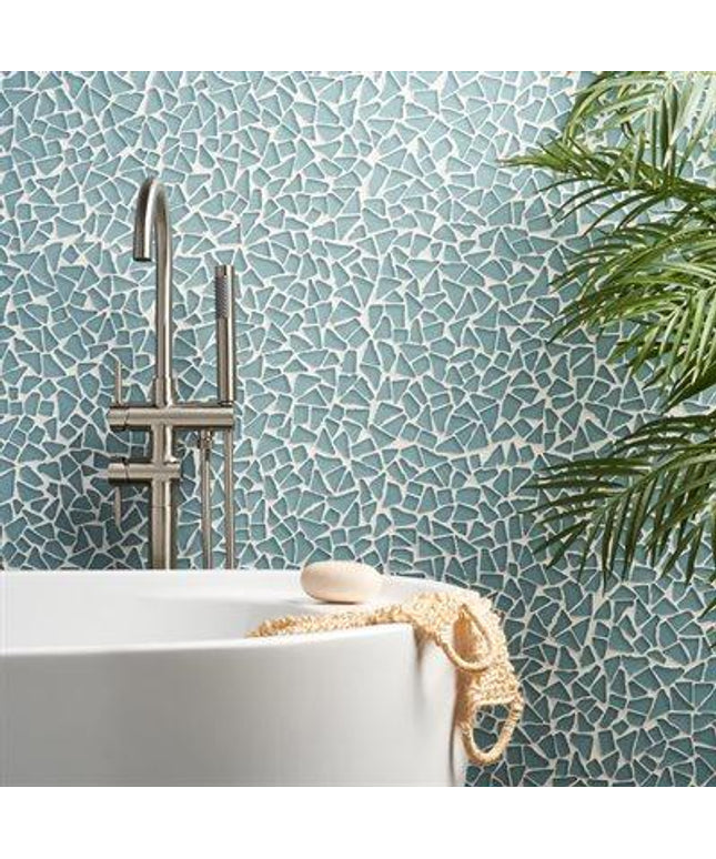 frosted glass tile 12x12 atlanic blue walls