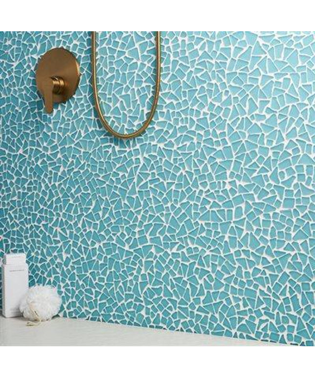 pacific blue frosted glass tile 12x12 walls