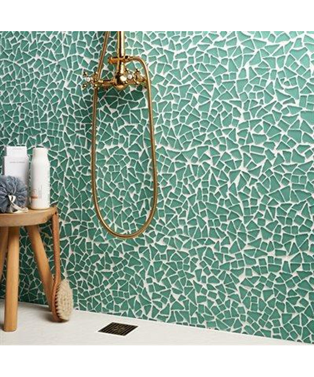 frosted glass tile 12x12 sea foam green walls