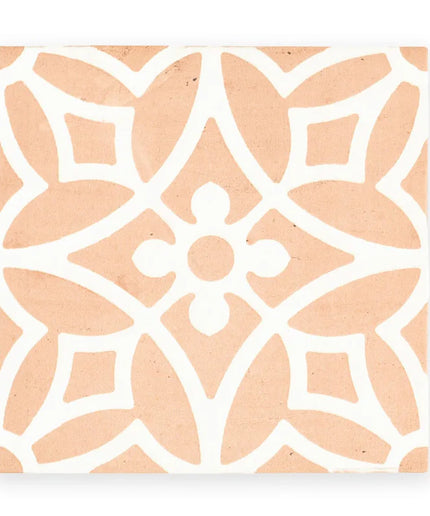 Patterned tile with geometric design on a white background