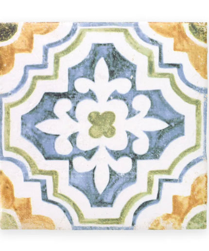 Decorative tile with floral pattern on a white background