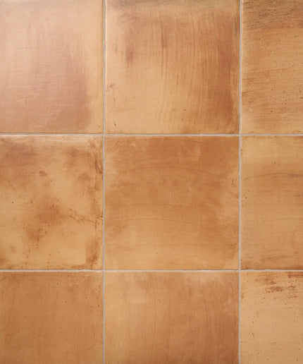 Rustic terracotta floor tiles with a matte finish and natural color variations.
