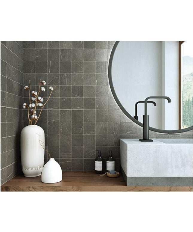 gea porcelain tile carved 4 7x4 7 GEA Carved Charcoal