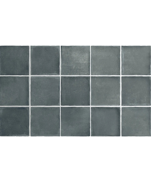 Grid of dark gray tiles with visible grout lines