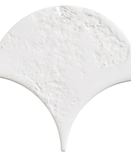 White marble half-circle tile on a white background