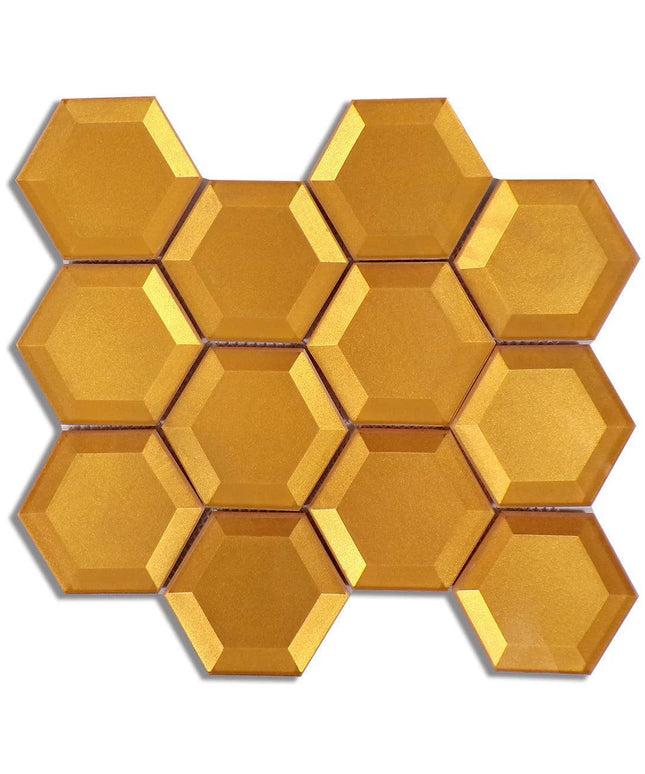Glass Hexagon Glossy Mosaic Tile 10X9