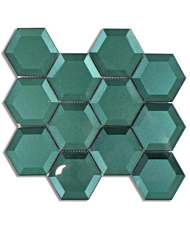 Glass Hexagon Glossy Mosaic Tile 10X9
