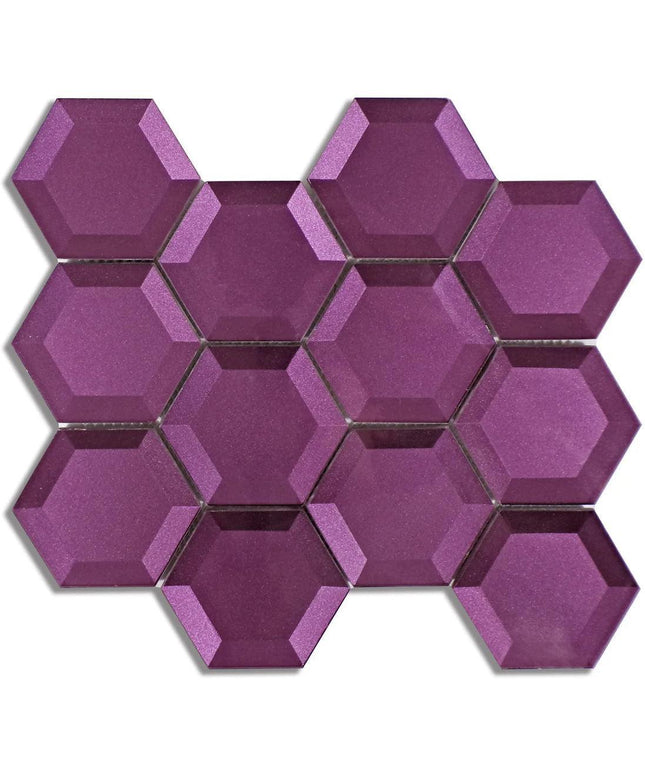 Glass Hexagon Glossy Mosaic Tile 10X9